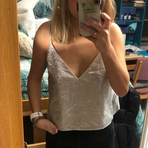 Superdown silver cropped tank
